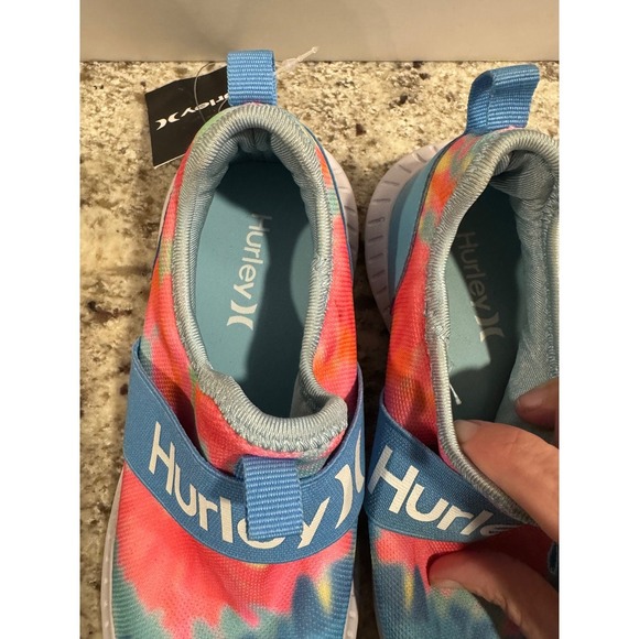 Kids Hurley Camby Tie Dye Slip On Shoes Aqua Pink Blue Kids Size - Picture 9 of 12